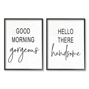 Stupell Industries Morning Gorgeous Hello Handsome Romantic Framed Giclee, 2 Pieces, each 24 x 30 - 1 of 3