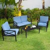 Tangkula 4-Piece Outdoor Aluminum Patio Conversation Set Cushioned Sofa Chair with Coffee Table - 3 of 4