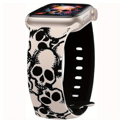 HTUTWOO Halloween Engraved Band Compatible with Apple Watch Band 42/44/45/49mm Silicone Strap for iWatch Series 10/9/8/7/6/5/4/3/2/1/SE