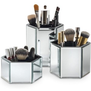 OnDisplay Tressa Set of 3 Hexagon Mirrored Trays for Makeup/Cosmetics, Brushes, Office, Jewelry and Accessories - 1 of 4