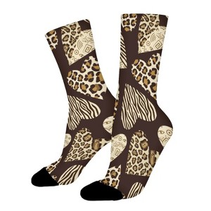 Hearts With Animal Skin Women Printed Crew Socks Funny Funky Socks Soft Polyester Novelty Gifts for Artists Men - 1 of 1