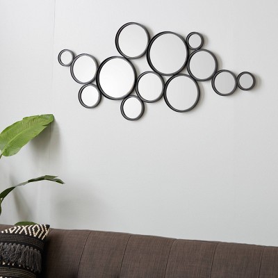Contemporary Metal Round Decorative Wall Mirror Black - Olivia & May