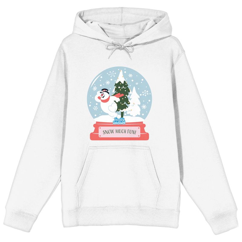Frosty the Snowman Classic Character Snow Globe Men's White Graphic Hoodie, 1 of 2