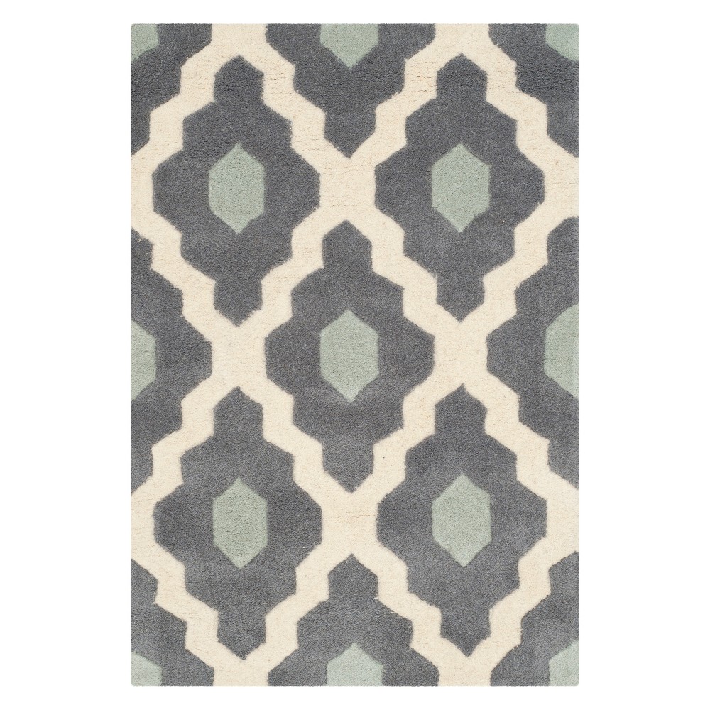  Downey Geometric Accent Rug Dark Gray/Ivory