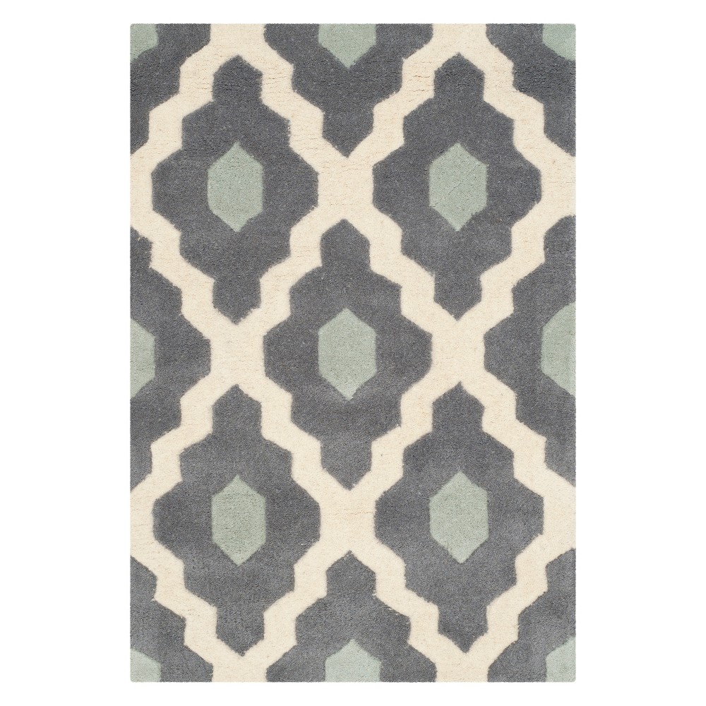 2'x3' Downey Geometric Accent Rug Dark Gray/Ivory - Safavieh