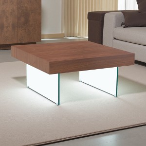 31.5" Square MDF Coffee Table with Glass Legs - 1 of 4