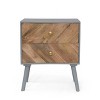 GDFStudio Poche Mid-Century Modern Handmade Mango Wood 2 Drawer Nightstand - 2 of 4