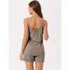 cheibear Women's Loungewear Solid Color Ruffle Trim Camisole Tops with Shorts Pajama Sets - 3 of 4