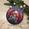 Ghastly Grins Haunted Halloween Skeleton Stained Glass Style Ceramic Ornament, Halloween Themed Christmas Gift| OrnamentallyYou - 4 of 4