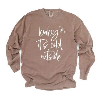 Simply Sage Market Women's Baby It's Cold Outside Cursive Long Sleeve Garment Dyed Graphic Tee
