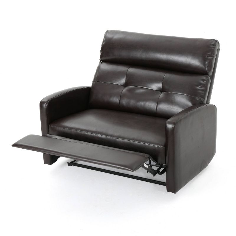 Halima 2-Seater Faux Leather Recliner - Brown - Christopher Knight Home, 3 of 7
