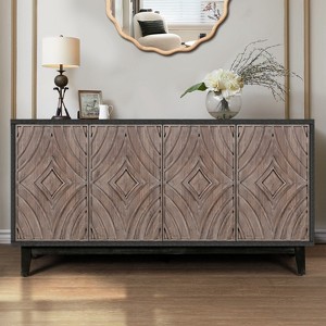 4-Door Sideboard Antique Accent Cabinet Entryway Console Table Kitchen Storage Cabinet Buffet Cabinet - ModernLuxe - 1 of 4