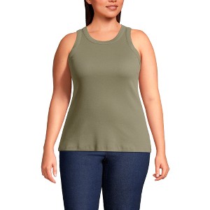 Lands' End Women's 2x2 Rib Crew Neck Tank Top - 1 of 3