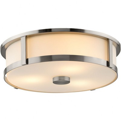 Gilliam 16" Brushed Nickel and Glass 3-Light Flush Mount