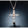 Barzel 18K Gold Plated Created Opal Cross Necklace, 18" Chain with 2" Extension, Dainty Pendant Jewelry Gift - 4 of 4