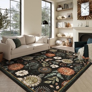 Floral Washable Area Rug: Large Living Room Area Rug - 1 of 4