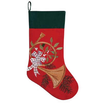 C&F Home Holiday Horn Embroidered Christmas Stocking