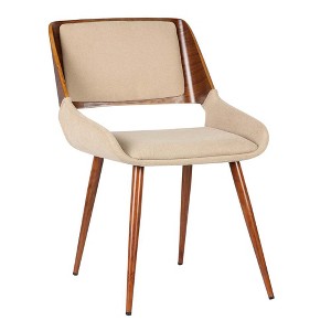 Armen Living,Panda Mid-Century Dining Chair in Walnut Finish and Brown Fabric - 1 of 4