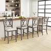 Tangkula 4PCS Bar Stools 24"Counter Height Stools w/ Linen Fabric Upholstered Seat Gray - 2 of 4