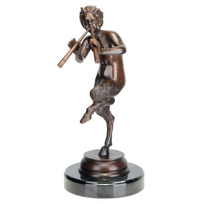 Medium Bronze Greek God Pan Statue with Marble Base