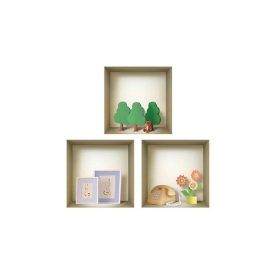 HomeRoots Set of Three Ash Faux Niche 3D Peel and Stick Wall Decals