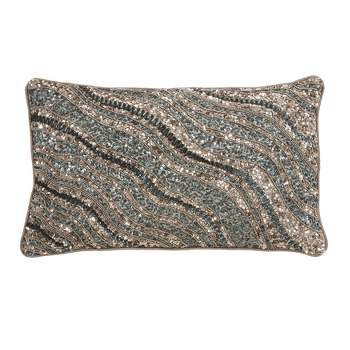 Saro Lifestyle Embroidered Down-Filled Pillow With Beaded Design