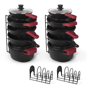 Cuisinel Pots & Pans Organizer - 15" Heavy Duty Skillet Rack, 2-Pack, Storage for Cookie Sheets, Cast Iron Cookware, Dish & Lid Stand. - 1 of 4