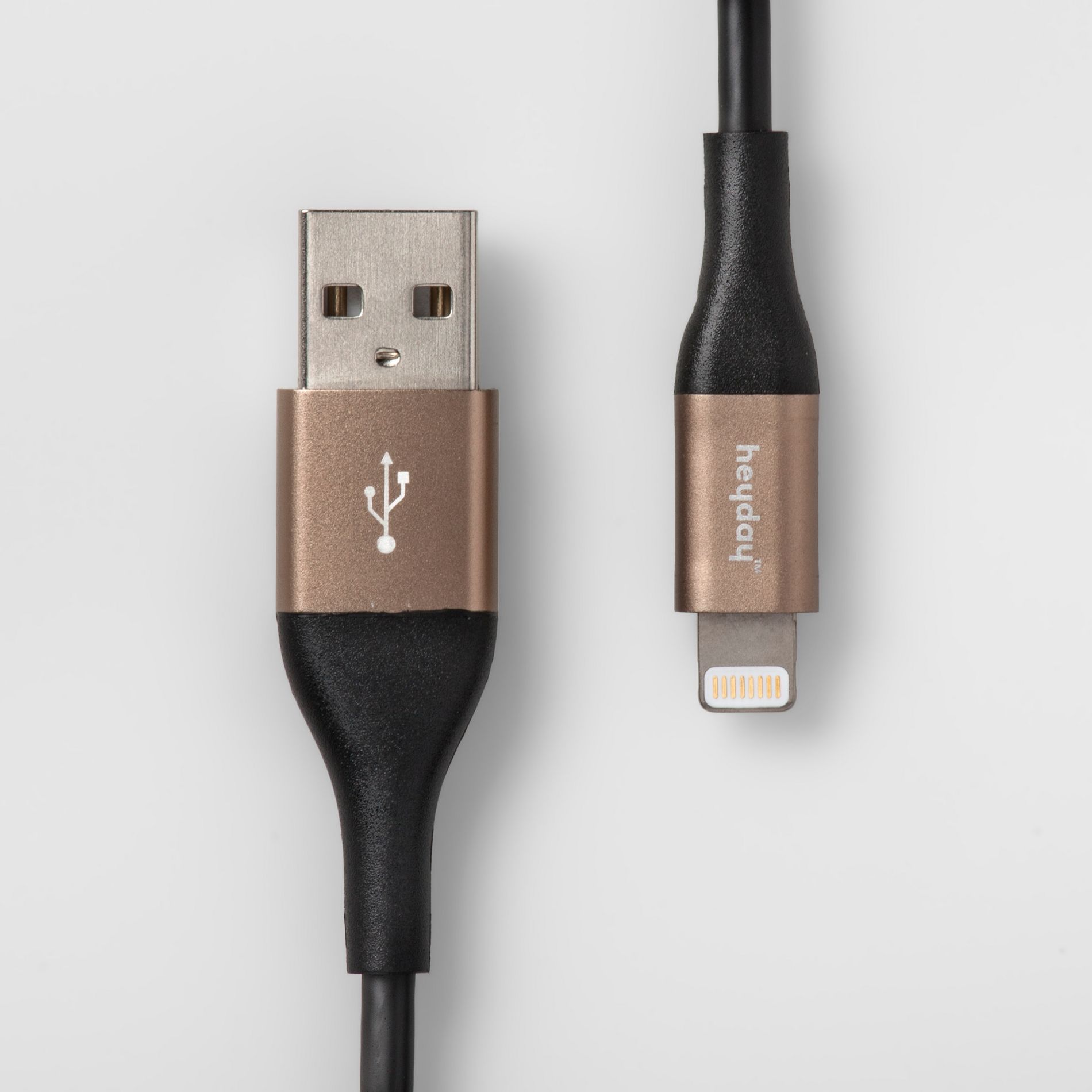 4' Lightning to USB-A Round Cable - heyday™ Black/Gold: Male-To-Male Connector