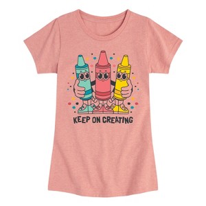 Girls' - Instant Message - Keep On Creating -Youth Girls Short Sleeve T-Shirt Fitted Short Sleeve Graphic T-Shirt - 1 of 4