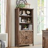 OKD 70" Storage Bookshelf-Bookcase with Adjustable Shelves & Barn Door, Farmhouse 5-Tier Storage Cabinet - image 2 of 4