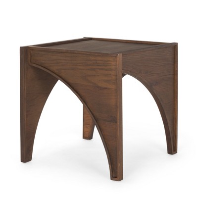 HomeRoots 24" Brown Wood Modern Arched Square End Table