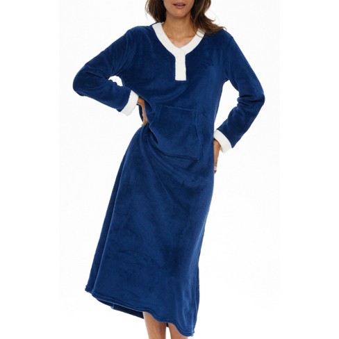 Women's Soft Warm Fleece Nightgown, Long Kaftan With Pockets For