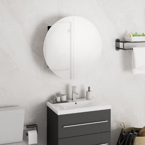 vidaXL Bathroom Cabinet with Round Mirror&LED Black 15.7 in.x15.7 in.x6.9 in. - 1 of 4