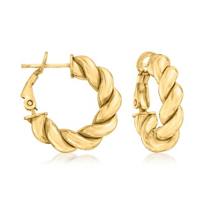Ross-Simons Italian 18kt Gold Over Sterling Twisted Huggie Hoop Earrings
