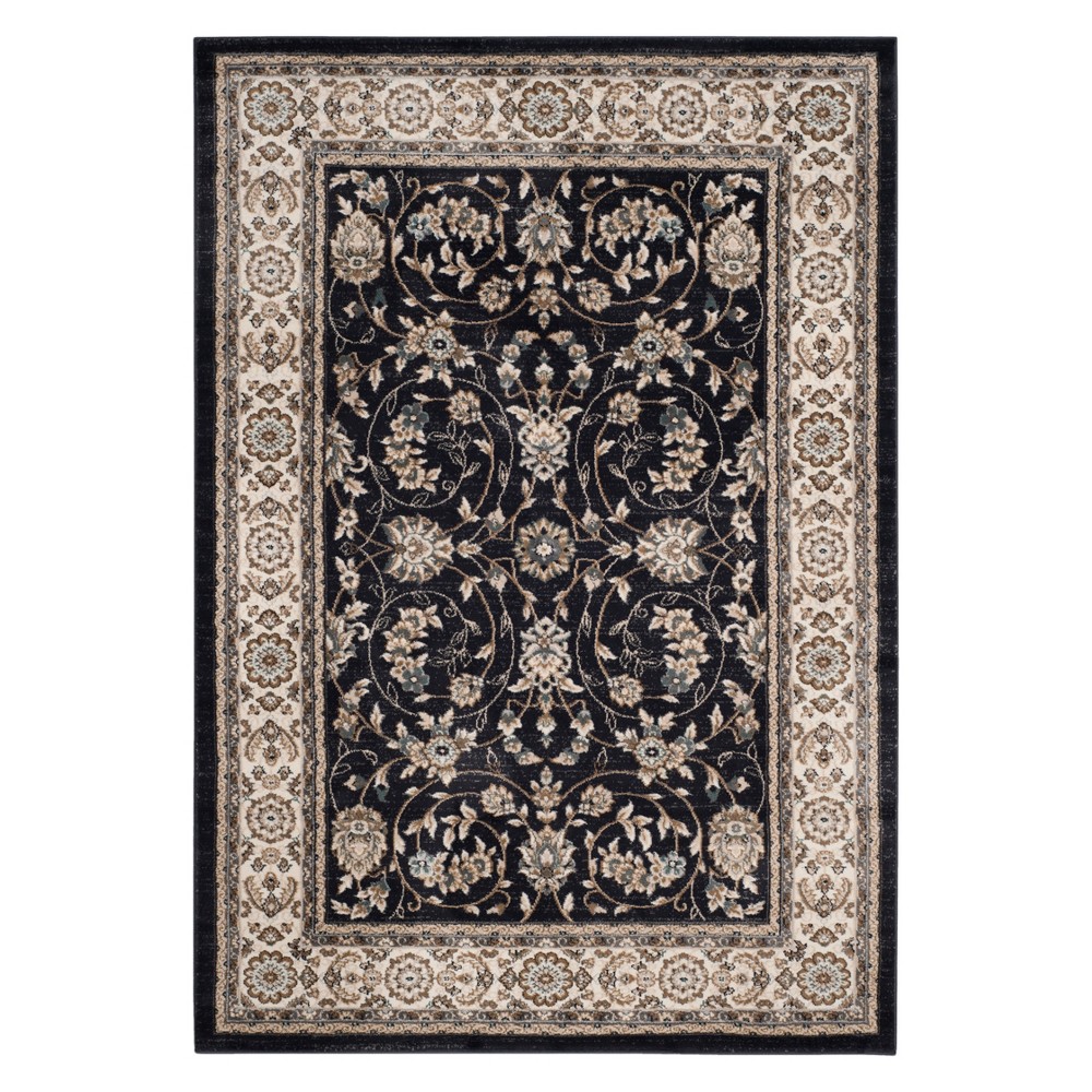 5'3inX7'6in Floral Loomed Area Rug Anthracite/Cream - Safavieh