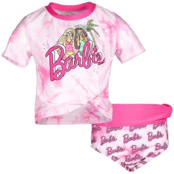 Barbie Little Girls Short Sleeve Rash Guard Swim Shirt & Swim Bikini ...