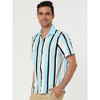 Lars Amadeus Men's Summer Striped Shirts Short Sleeves Button Down Beach Color Block Shirt - 3 of 4