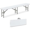 Costway 6 ft Plastic Folding Bench with 1320 LBS Capacity Handle & Lock For Outdoor Picnic White/Gray - 2 of 4
