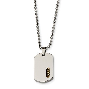 Black Bow Jewelry Stainless Steel and Gold Tone Dog Tag Necklace, 22 Inch - 1 of 4