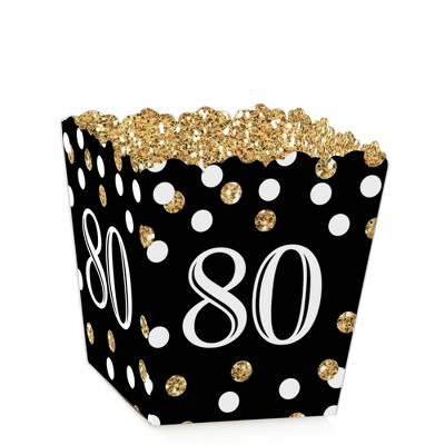 Big Dot of Happiness Adult 80th Birthday - Gold - Party Mini Favor Boxes - Birthday Party Treat Candy Boxes - Set of 12