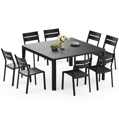 Crestlive Products Expandable Aluminum Outdoor Dining sets for 6-8 58" Extendable Patio Table Adjustable Rectangular Square Table with chairs