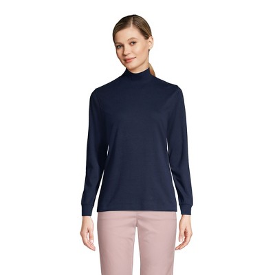 Women's cotton mock turtleneck long clearance sleeve