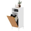 MAYEERTY Bathroom Side Cabinet, Bamboo Front Hamper, Bathroom Use, Natural White - 4 of 4