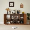 GDFStudio Hila 58.3" Modern Storage Cabinet with Wine Rack, Glassware Holder and Adjustable Shelves - 2 of 4