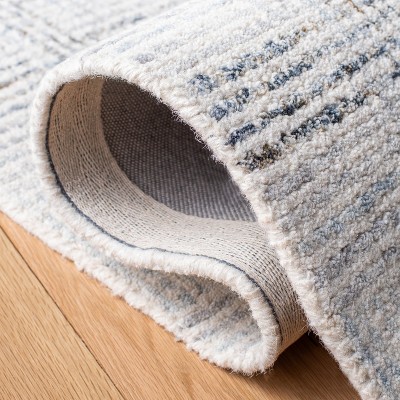 Ivory and Gold Handmade Abstract Wool Runner Rug