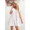 Imily Bela  Summer Flowy Babydoll Dress V Neck Short Sleeve Swing Mini Tunic Casual - 2 of 4