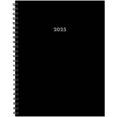 Willow Creek Press Basic Black 2025 8.5"x11" Softcvr Weekly Planner: Spiral Binding, Letter Size, January-December