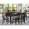 Kitchen Table Chair Set 7-Piece - Rectangular Dining Table with 6 Chairs - Faux Leather Seats - Black Finish - 2 of 4