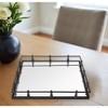 HomeRoots Natural Finish Metal With Mirrored Glass Bottom And Railing Handle Tray - 2 of 4