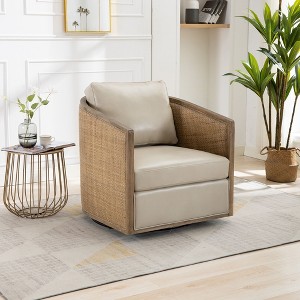 Swivel Barrel Chair, Comfy Round Accent Sofa Chair for Living Room, 360 Degree Swivel Barrel Club Chair - 1 of 4